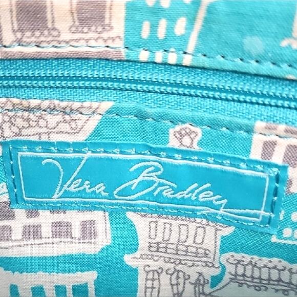 Vera Bradley Aqua Quilted w/Patent Leather Trim Strap Crossbody Bag 7.5 x 11 - Picture 11 of 12